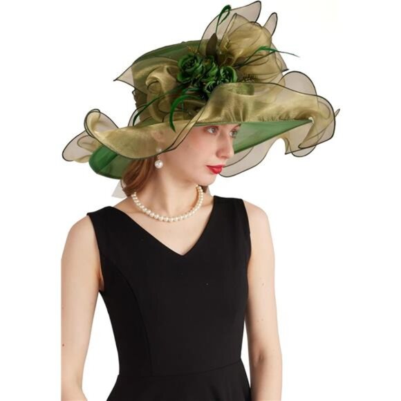 Women's Kentucky Derby Church Dress Hat 02-green - Picture 1 of 7